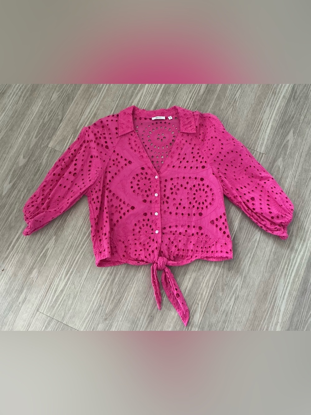 Eyelet Tie-Front Top